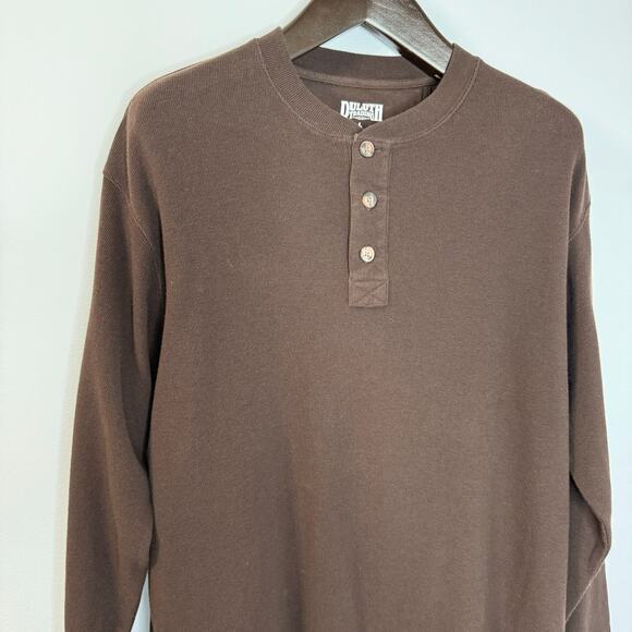 Duluth Trading Men's Longtail T Waffle Henley Long Sleeve Brown Large - Picture 3 of 11